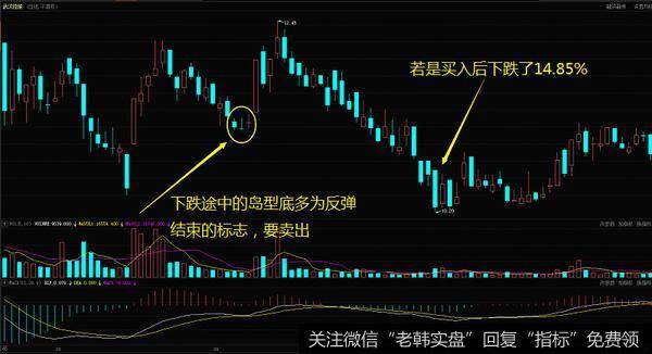 武汉控股（600168）在1999年9月9日形成的岛型底形态就是处于下降行情中的典型案例