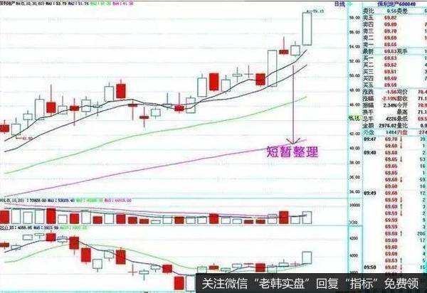 短暂整理形态，比回挡整理一日长点，长也长不多，也就是两到三天