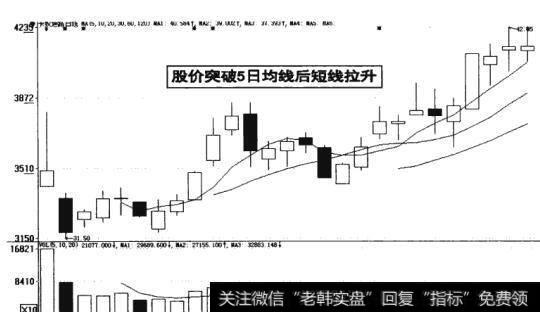 图8-32 股价突破5日均线后短线拉升